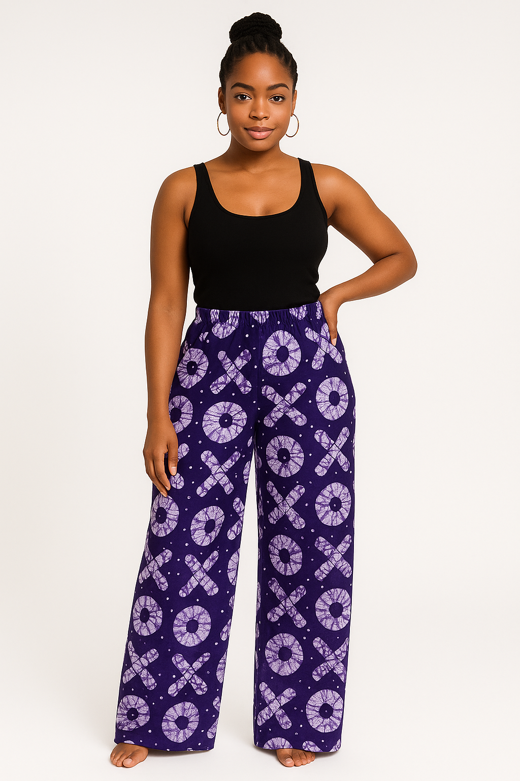Ashanti Free — High-Waisted Flowy Wax Trousers
