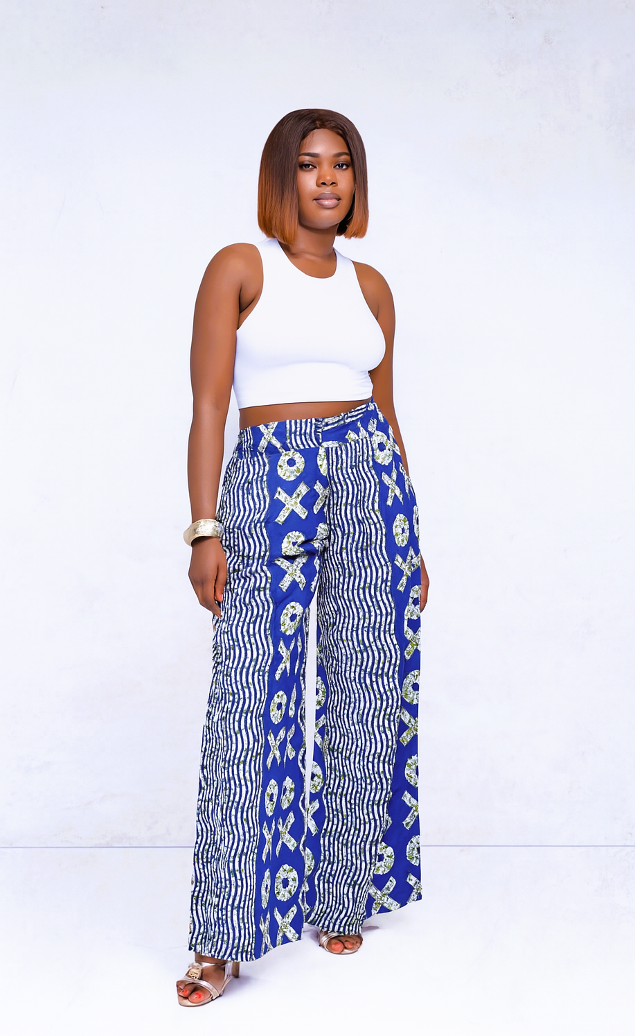 Ashanti Free — Pantalon taille haute fluide en wax