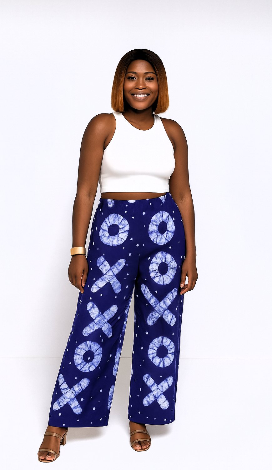 Ashanti Free — High-Waisted Flowy Wax Trousers