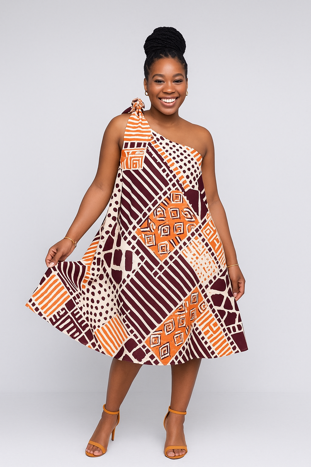 Kalima Joy — Robe Asymétrique Une-Épaule Imprimée Florale