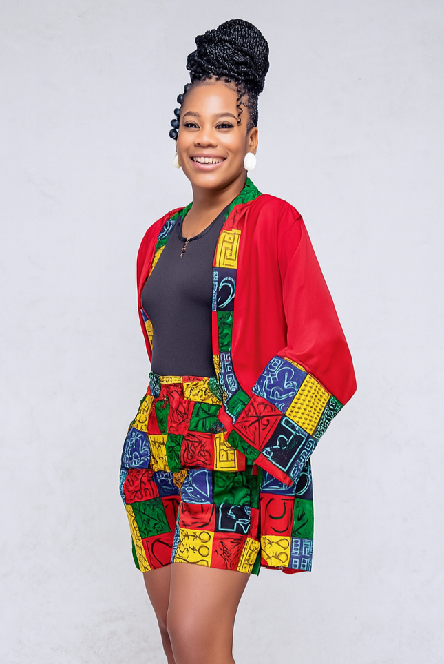 Léora Mosaic — Ensemble Wax Kimono & Short Taille Haute