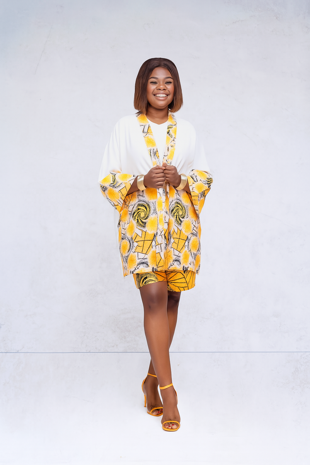 Léora Mosaic — Ensemble Wax Kimono & Short Taille Haute