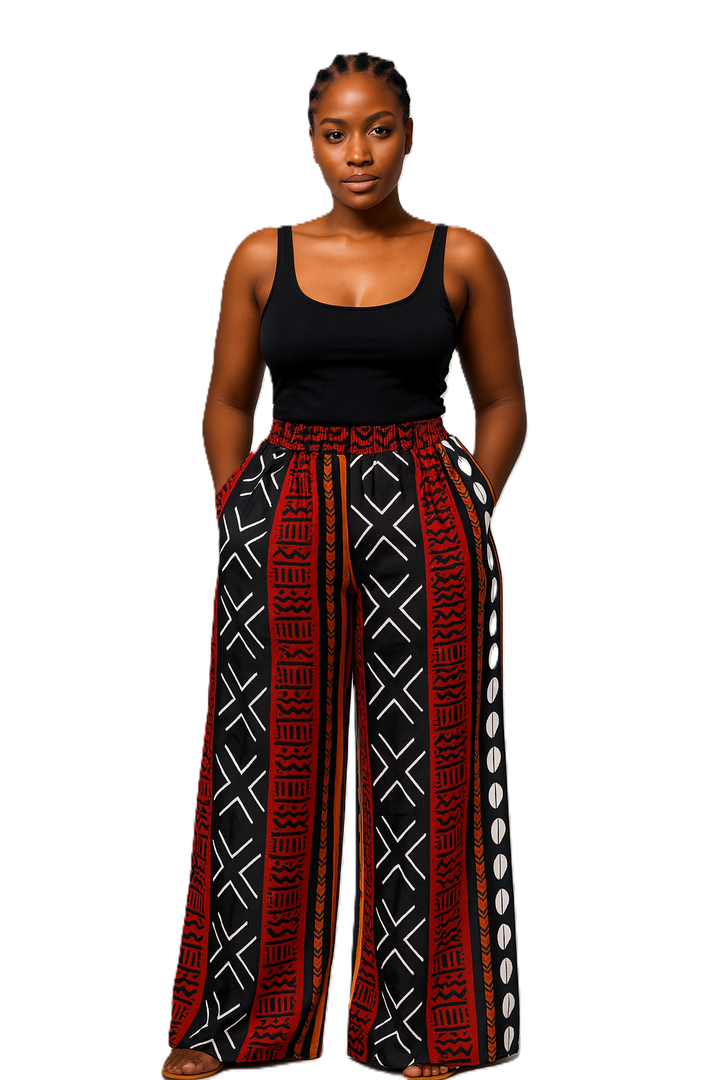 Ashanti Free — Pantalon taille haute fluide en wax