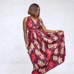 Robe Kaelya – maxi batik rouge & or