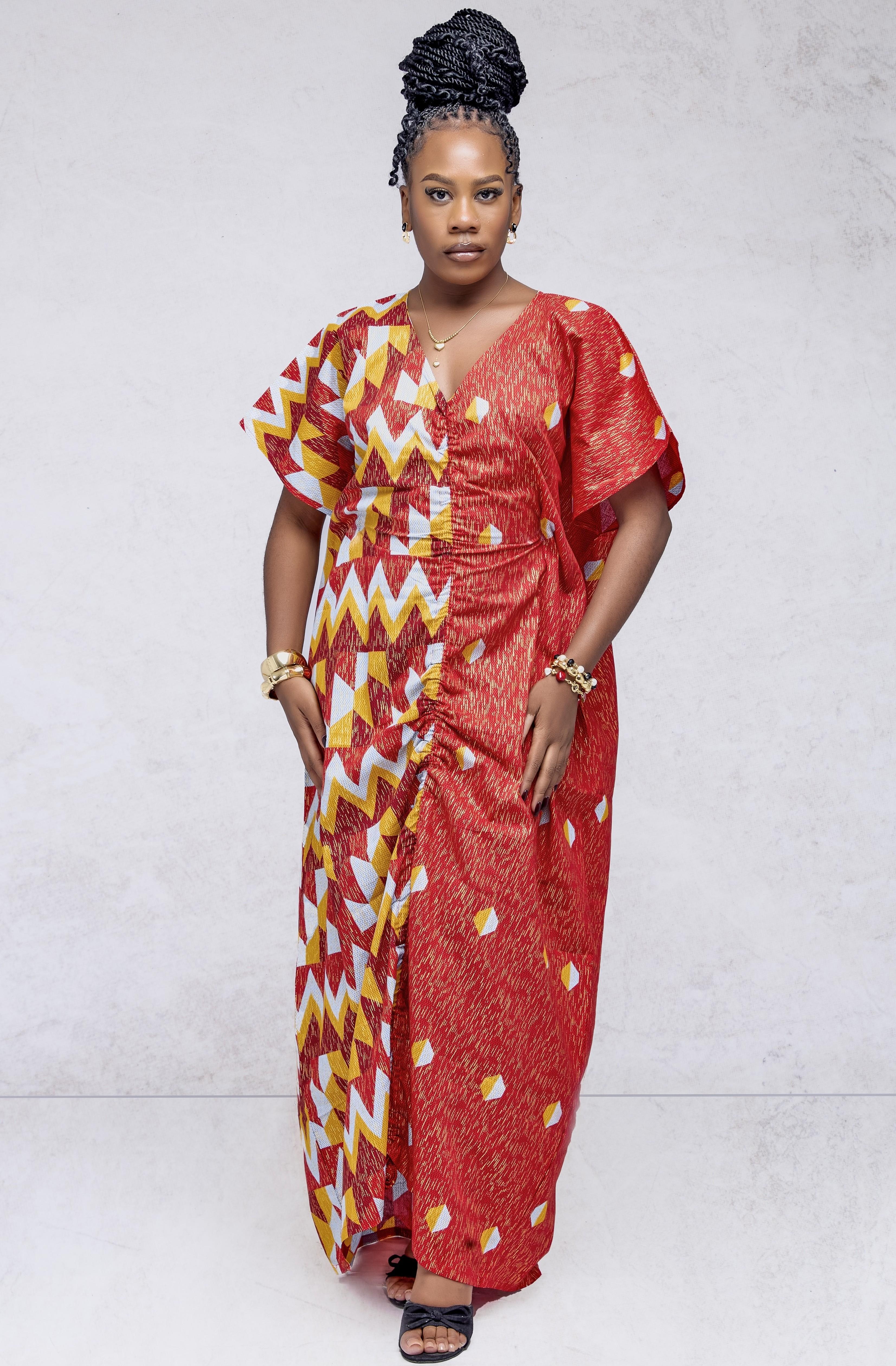 Sika Rouge — Caftan Batik Rouge-Or & Kitenge