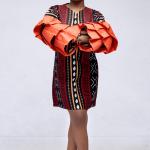 Kaelys Rise — Bogolan Mini Dress with Origami Sleeves
