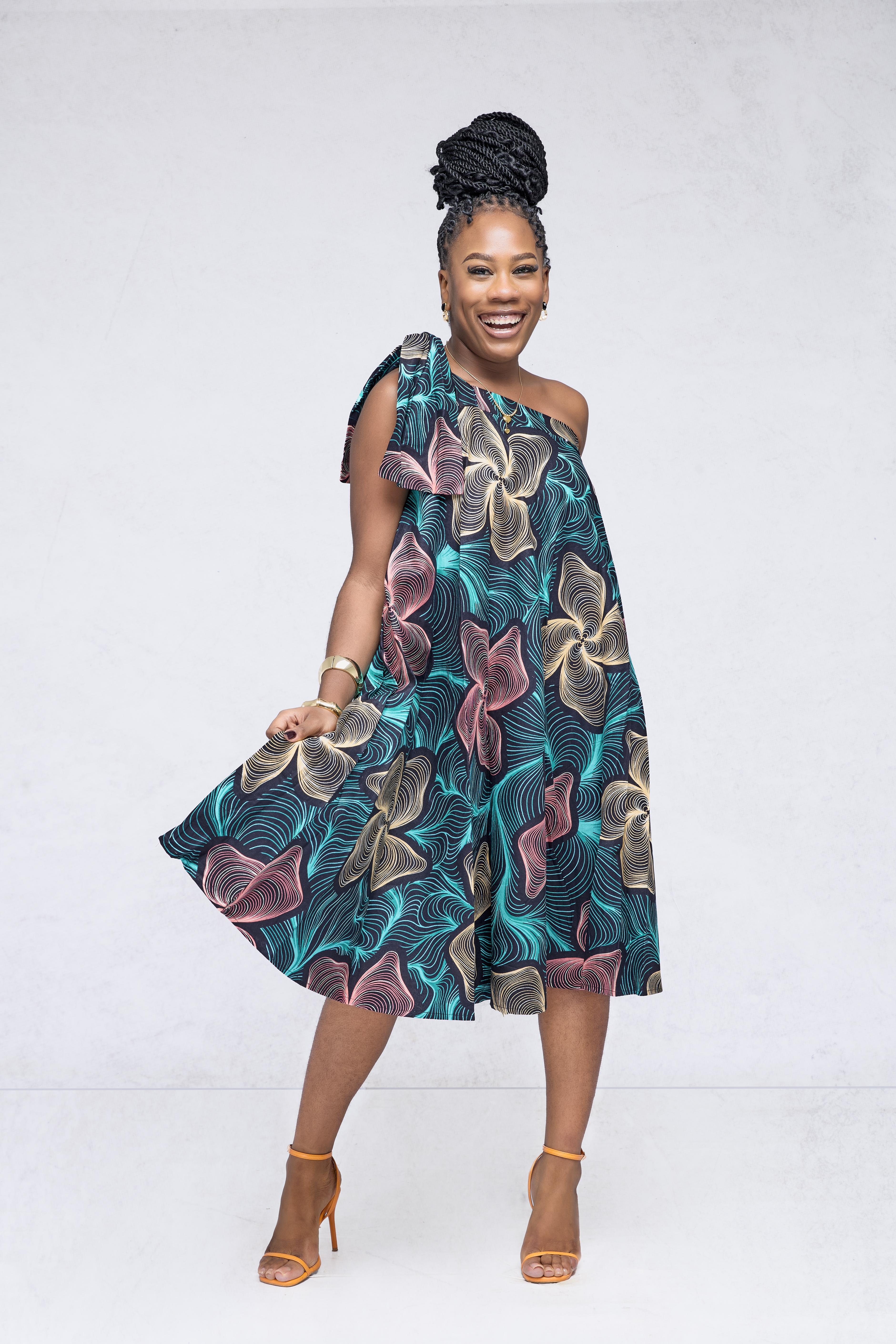 Kalima Joy — Robe Asymétrique Une-Épaule Imprimée Florale